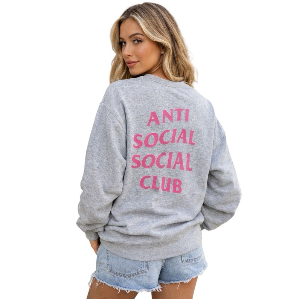 Anti Social Social Club Grey‎ Pink Pullover Sweatshirt ASSC Streetwear